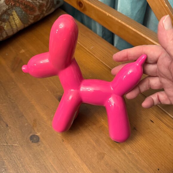 Balloon Dog Pink  Ceramic Figurine 7.5" Hx7" L Decorative Decor Statue Pop Art - Picture 4 of 8